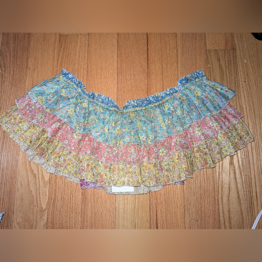 14. NWT ZIMMERMANN RESORT OFF THE SHOULDER CARNABY SPLICE FRILL CROP TOP - Picture 9 of 9
